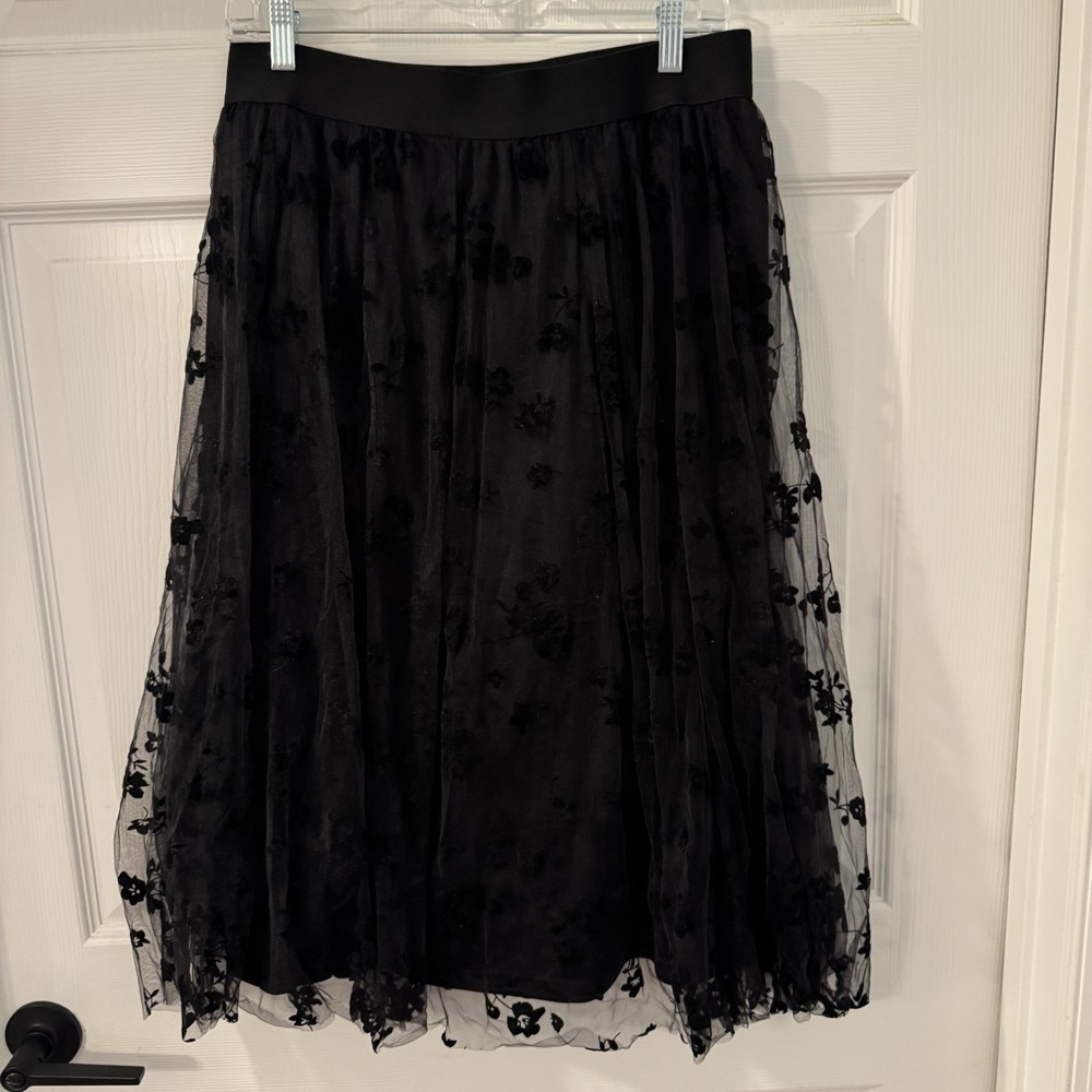 Lace Burnout Midi Skirt Womens Sz L Fairygrunge Whimsigoth Romantic Goth Witchy
